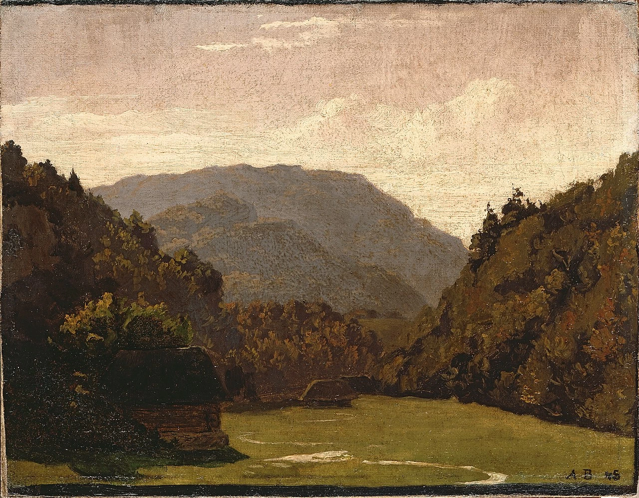 Paesaggio collinare con casette di legno (1845)